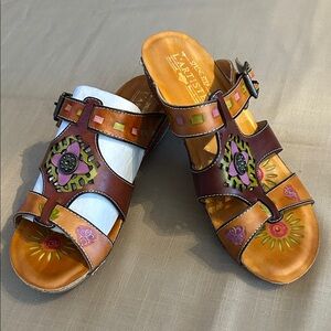 NWOT L'Artiste by Spring Step Multicolor Leather Sandals